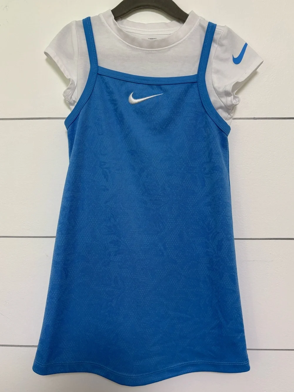 Nike Girls Blue 2 Piece Dress & Shirt Set Size 5 4-5Y Swoosh